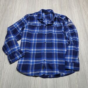 Burnside Flannel Shirt Adult Large Insight Brewing MPLS Blue Long Sleeve Plaid